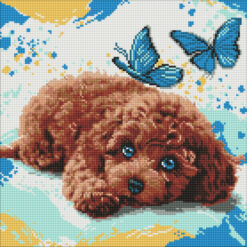 Диамантен гоблен - канава на подрамка 40 х 40 см. - Сладък пудел