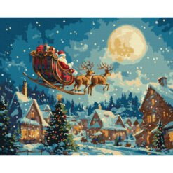 Рисуване по номера с акрилни бои върху платно на подрамка 40х50 см. - Коледна приказка
