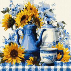 Рисуване по номера с акрилни бои върху платно на подрамка 40х40 см. - Слънчево кафе