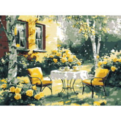Рисуване по номера с акрилни металик бои върху платно на подрамка 30х40 см. - Уютен вътрешен двор