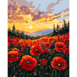 Рисуване по номера с акрилни бои върху платно на подрамка 40х50 см. - Поле с макове