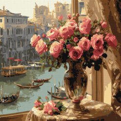 Рисуване по номера с акрилни бои върху платно на подрамка 40х40 см. - Рози във Венеция