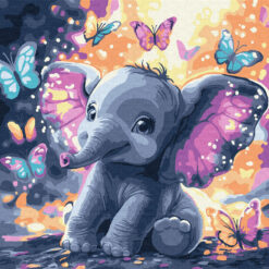 Рисуване по номера с акрилни бои върху платно на подрамка - 30 х 30 - Безгрижен слон