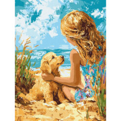 Рисуване по номера с акрилни бои върху платно на подрамка 30х40 см. - Щастливо куче