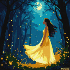 Рисуване по номера с акрилни бои върху платно на подрамка 30х30 см. - Момиче сред светулки