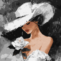 Рисуване по номера с акрилни бои върху платно на подрамка 40х40 см. - Бяла роза