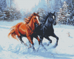 Диамантен Гоблен "Галоп" - 40 x 50 см, Кръгли мъниста