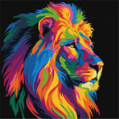 Рисуване по номера с акрилни бои върху платно на подрамка 30 х 30 см. - Ярък лъв