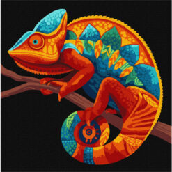 Рисуване по номера с акрилни бои върху платно на подрамка 30 х 30 см. - Хамелеон